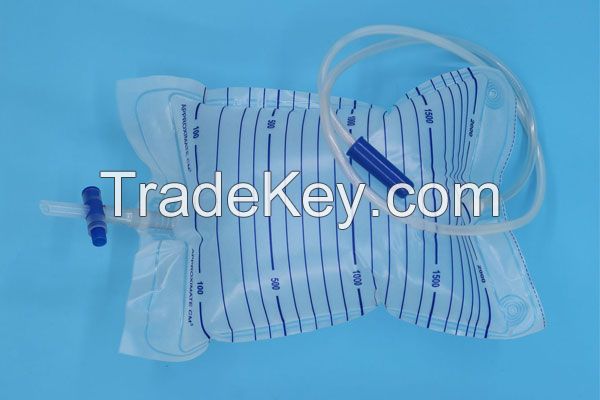 2000ml disposable plastic anti reflux cross valve purple surgical urine bag