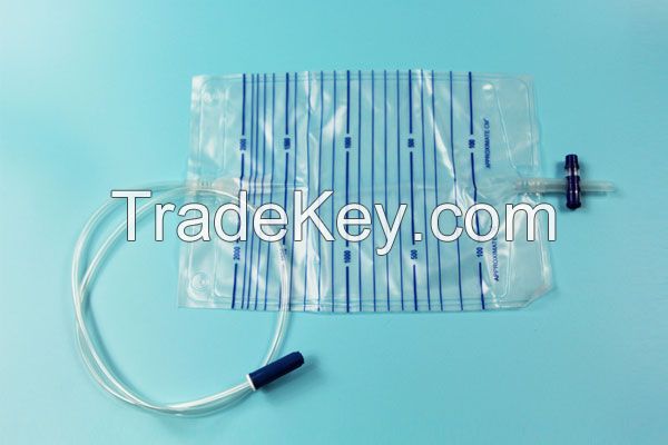 2000ml disposable plastic anti reflux cross valve purple surgical urine bag