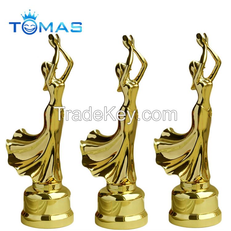 Hot design various color plated available custom metal dancing trophy