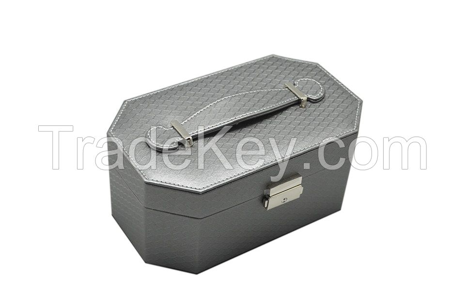 leather jewelry box manufacturers China,MDF wooden jewelry box,PU black leather jewellery box