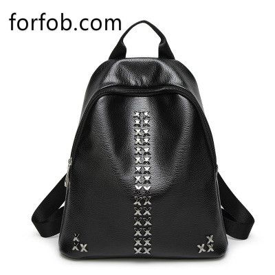 High quality modern women backpack leather with tassel small backpack purse with Rivets & Washers