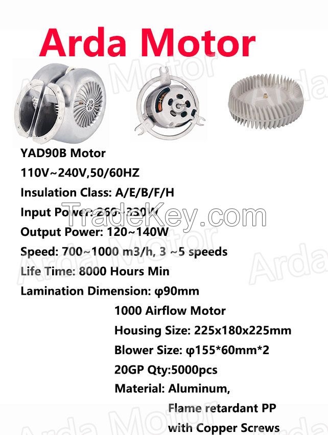manufacturer:1000 m3/h airflow motor