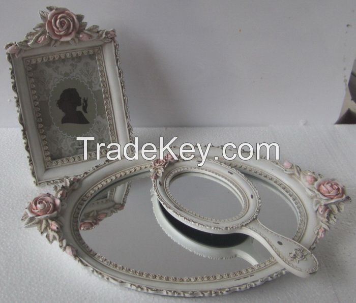 polyresin decorative Jewelry cosmetic tray mirror tray