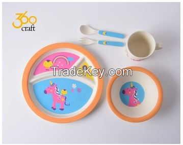 Popular sell safe bamboo kid dinner set of 5