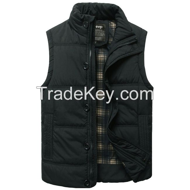 Men's Vest Warm Black Waistcoat M-3XL Size Brand Clothing Cheap Wholesale