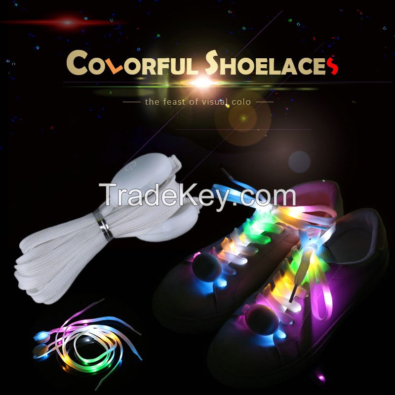 Fashionable design colorful nylon luminous shoelace light up led shoelace