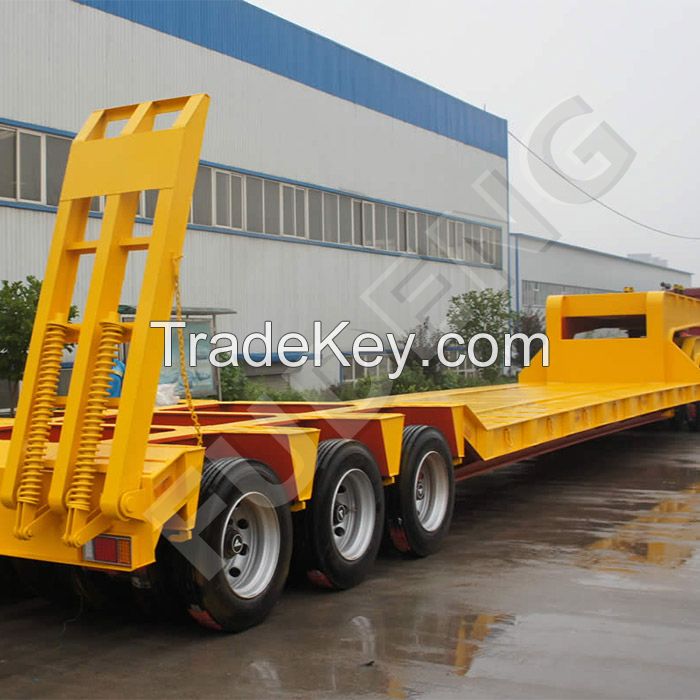 3 axle 80 tons low bed truck trailer low loader semi trailer 