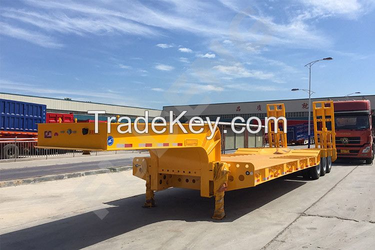 3 axle low bed truck trailer low loader profile trailers gooseneck semi trailer