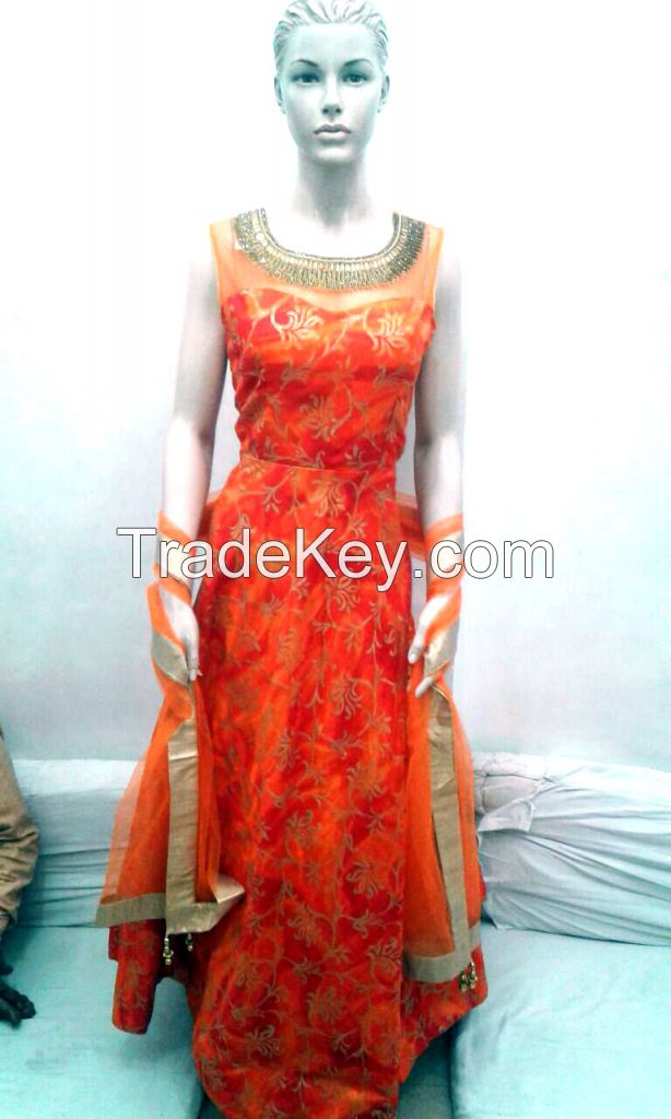 Women Party wear dress only high quality Silk, Tafta, Georget Etc.