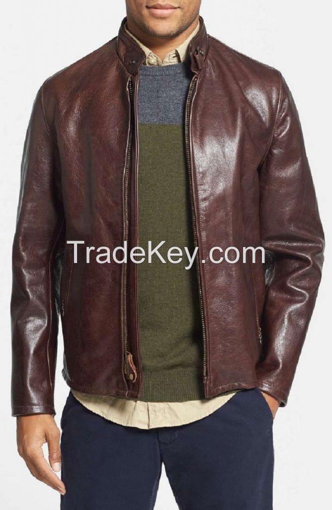 Men's Brown colour Customised  genuine Leather jacket