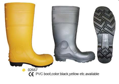 PVC safety boot meet new style steel toe and midsole rain boot