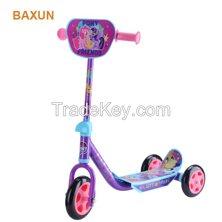 Factory directly price 3 wheel scooter plastic kids scooter with customized hangtag