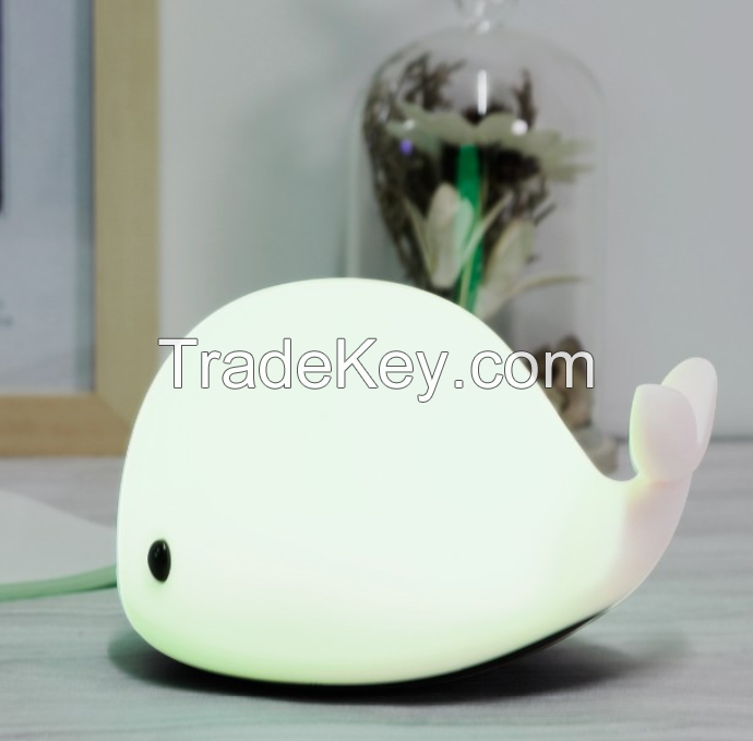 New Design Cartoon Cute Dolphin Mini Hand Touch Control Atmosphere Pat Led Table Lamp 800mah Battery