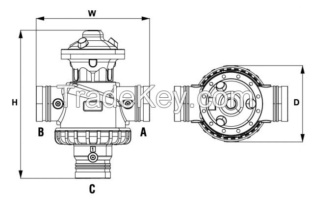 3-way hydraulic drive diaphragm control valves
