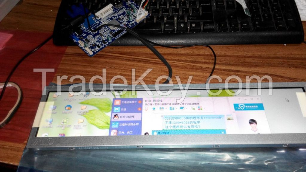 Auo 15.1 inch stretched bar lcd display 1280*248 IPS with AD board for dashboard G151EVN01.0