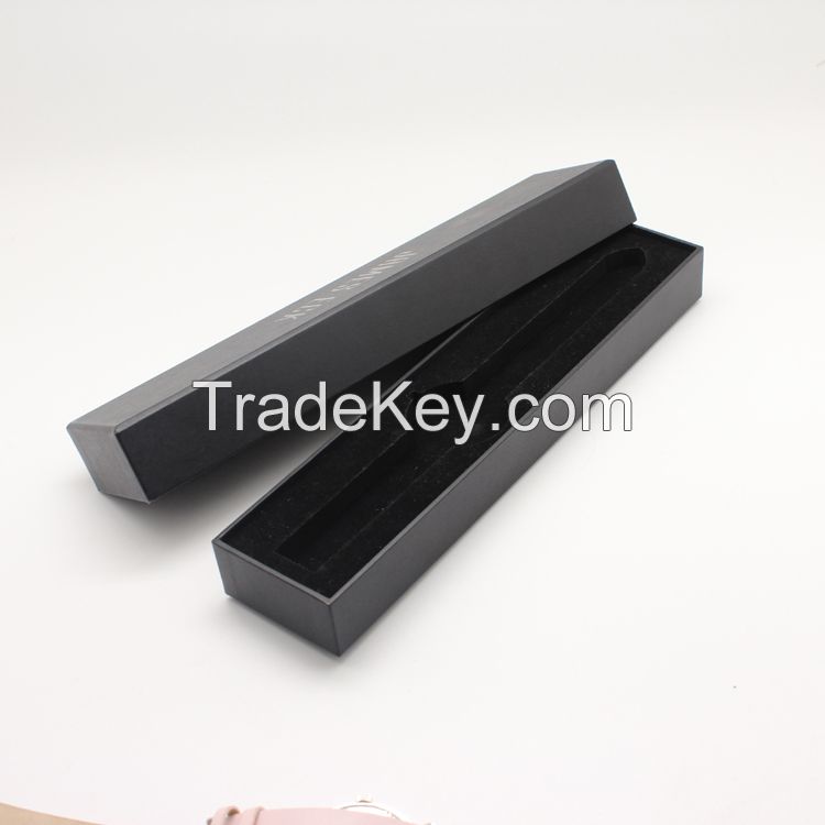 High quality fashion Long black  paper watch box with ribbo