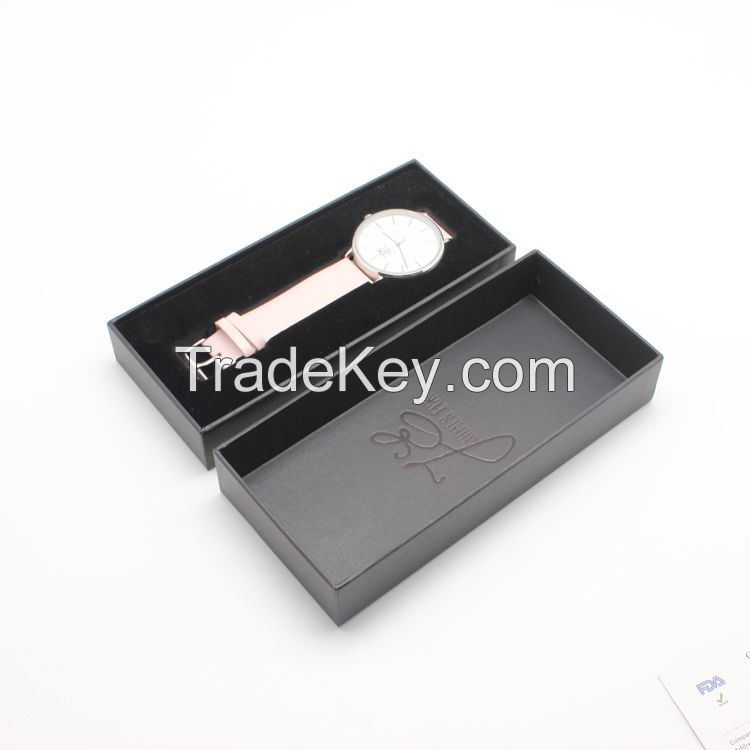 Cheap fashion Cardboard black mini short paper watch box