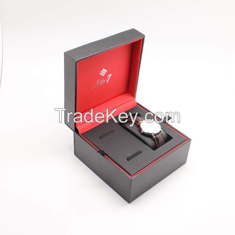 Fashion luxury black and red leather pu watch box for men