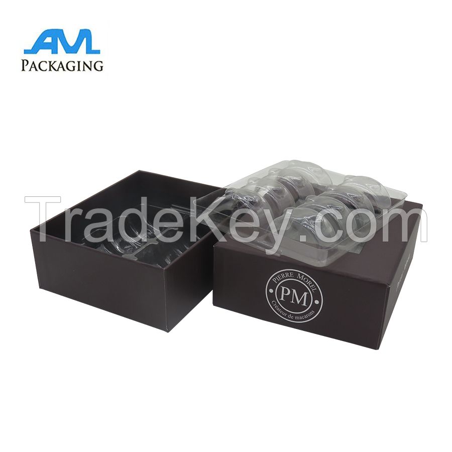 paper cardboard box printing with clear blisters macaroon packaging gifts