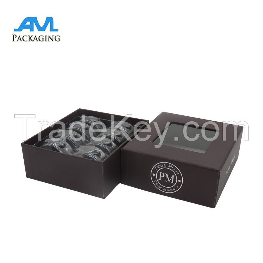 paper cardboard box printing with clear blisters macaroon packaging gifts