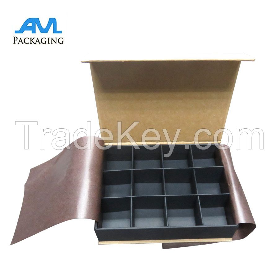 2018 new style hinged cardboard boxes chocolate packing box with paper dividers