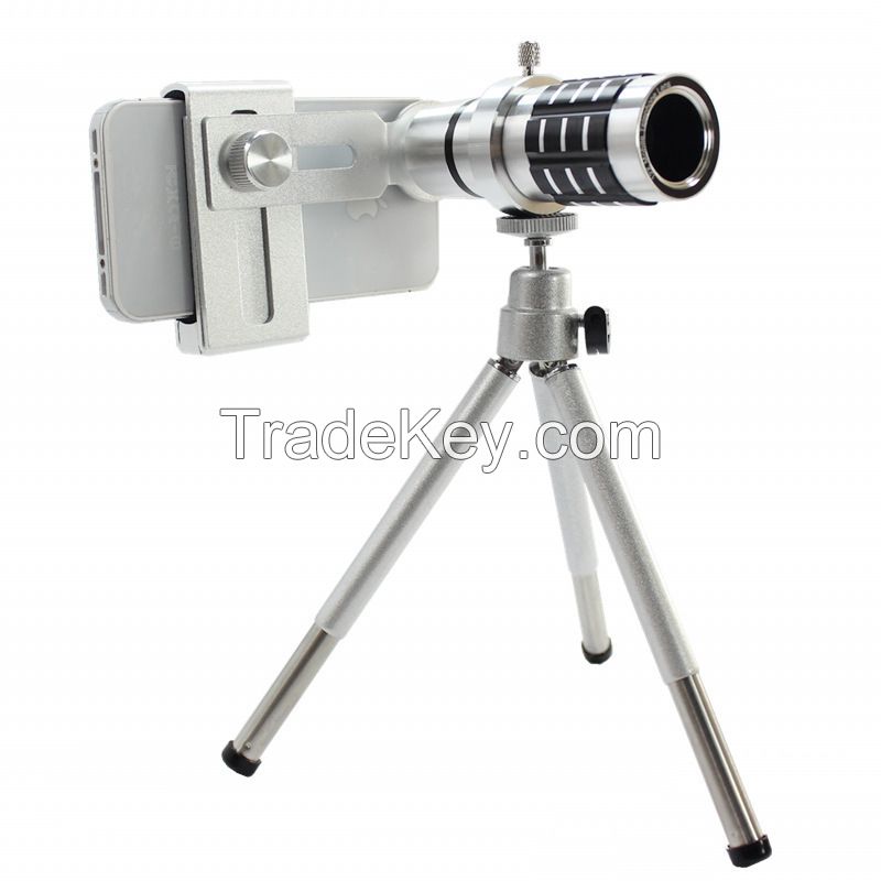 12X Mobile Telephoto Lens With Clip And Tripod