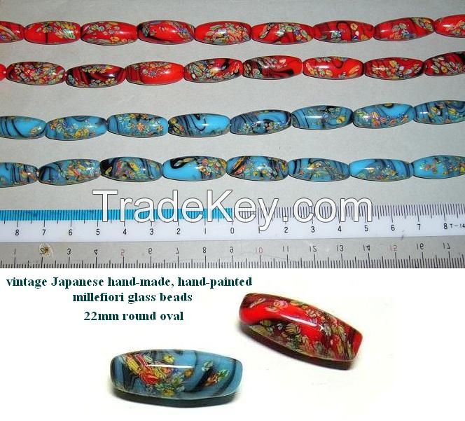 Close-Out! once very popular vintage 22mm millefiori Japanese glass beads-limited quantity