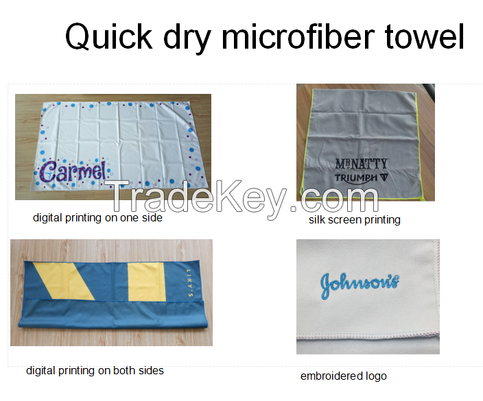 Quick dry microfiber towel for beach, sports, gym