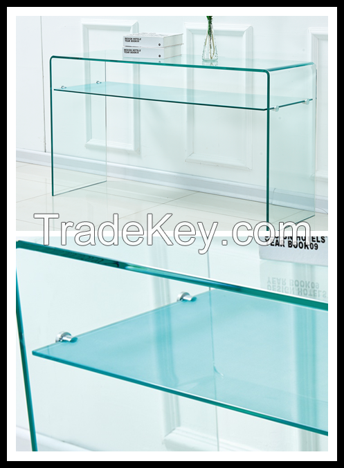 Factory Price Hot Bend Glass Living Room Furniture Console Tables