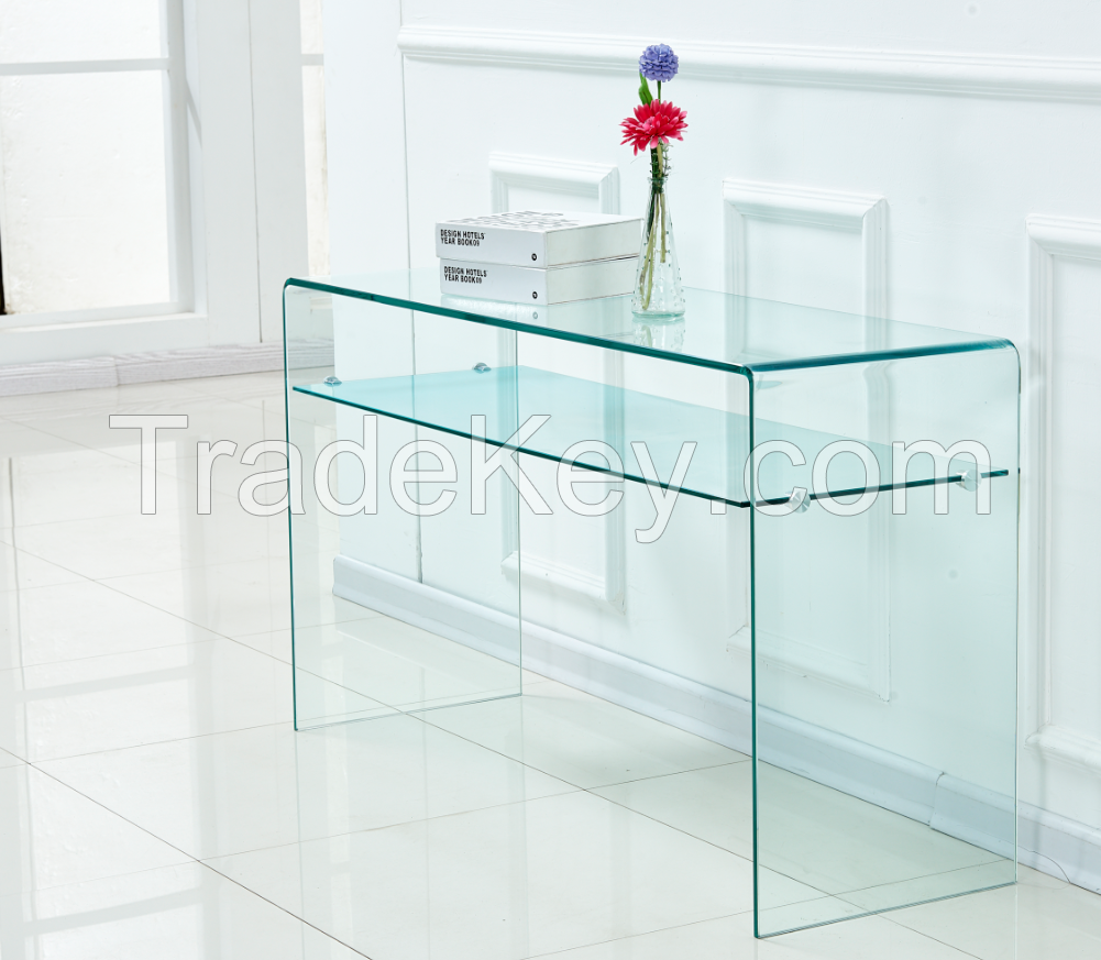 Factory Price Hot Bend Glass Living Room Furniture Console Tables