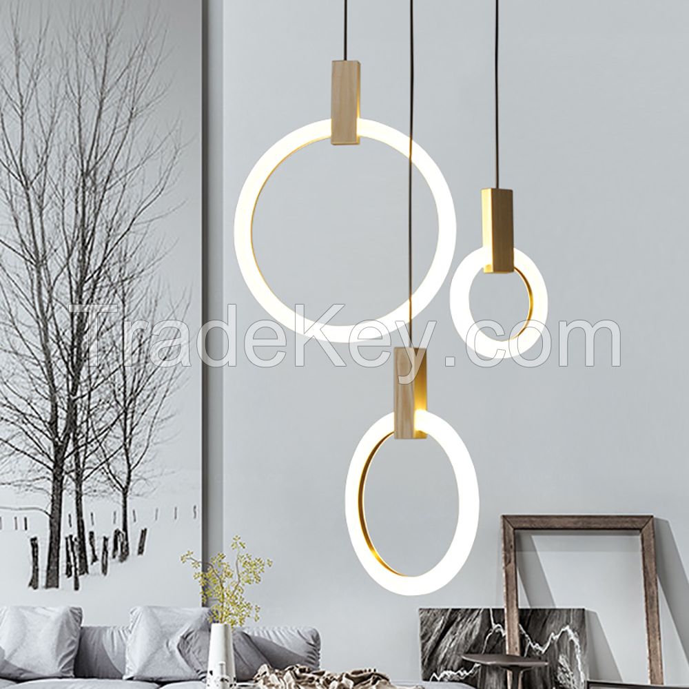 Modern Led Acrylic Wooden Chandelier Hanging Pendant Lamp 