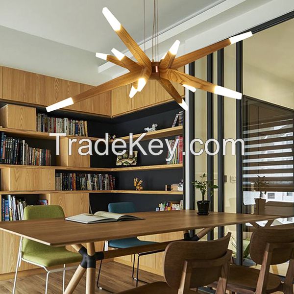 Modern Wooden Chandelier Pendant Lamp Indoor 