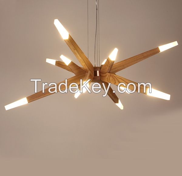 Modern Wooden Chandelier Pendant Lamp Indoor 