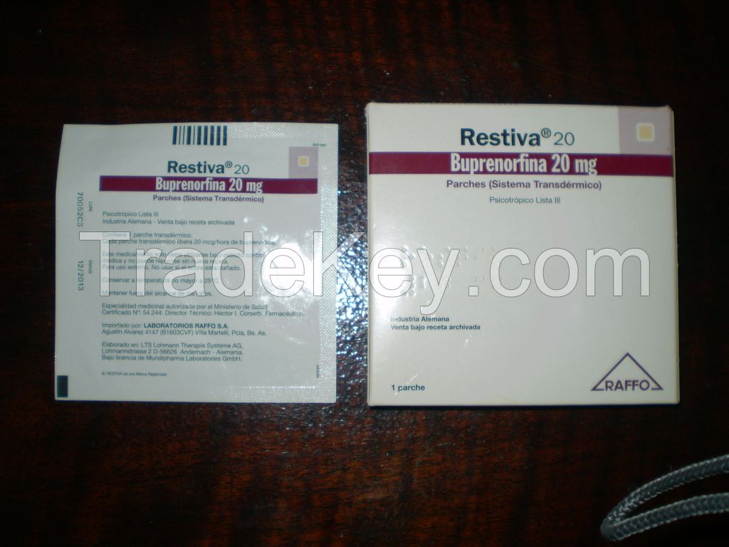 7 Day Buprenorphine 20mg Transdermal Patch brand Restiva 20