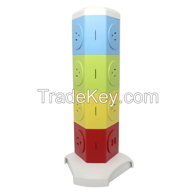 Colorful Multiple Rotating USB Outlet Electrical Multi Vertical Socket