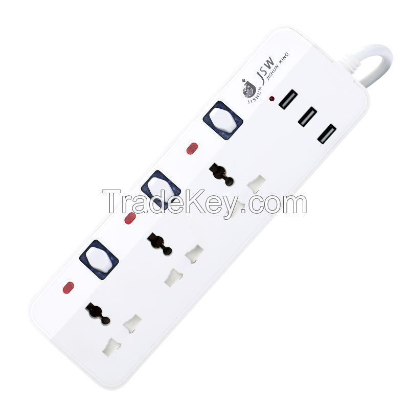 Extension cable 3 channel 15A intelligent charger euro power socket