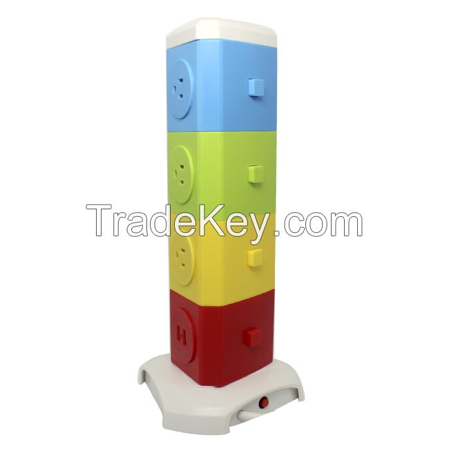 Colorful Multiple Rotating USB Outlet Electrical Multi Vertical Socket