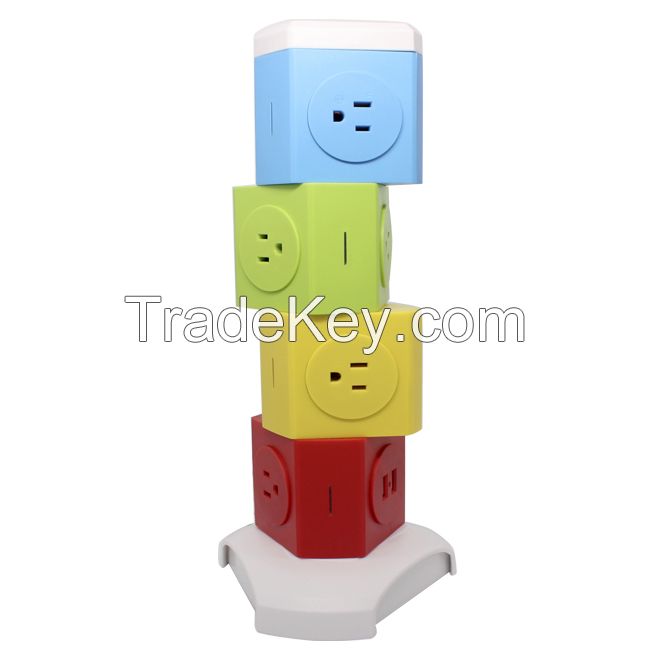 Colorful Multiple Rotating USB Outlet Electrical Multi Vertical Socket