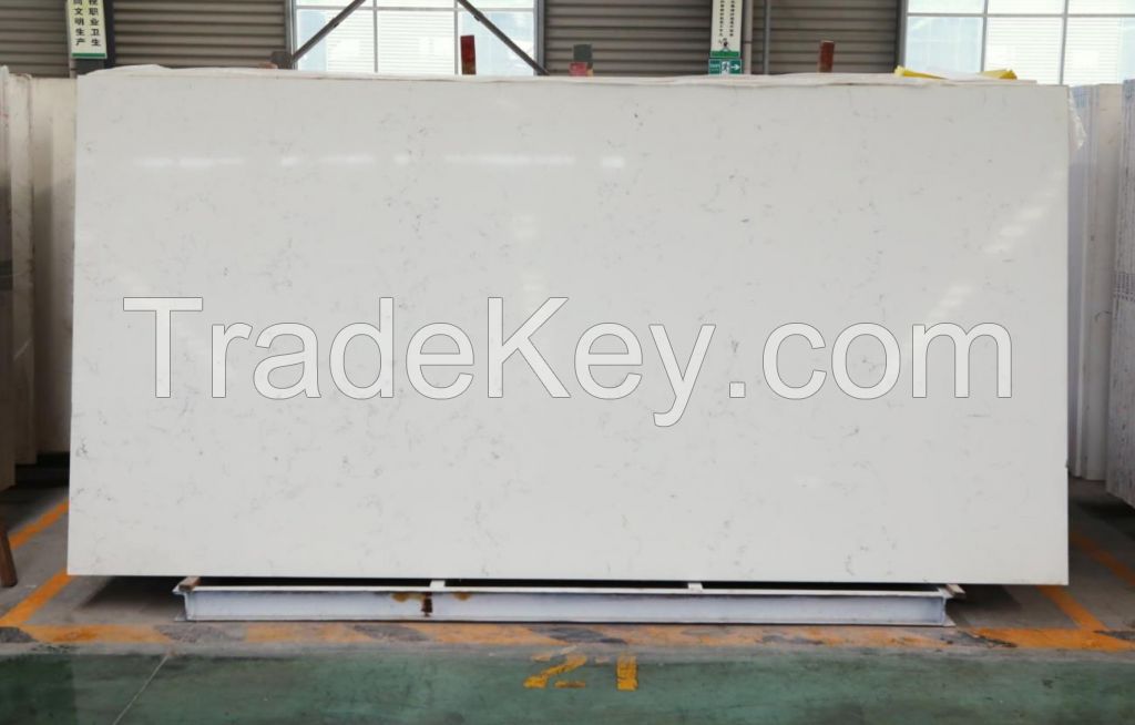 artificial quartz stone slab countertop carrara