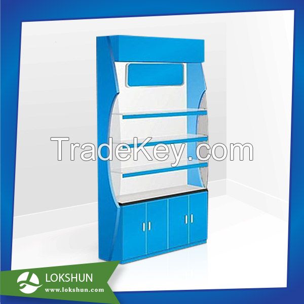 High Quality Sturdy China MDF Display Rack with 4 Shelves Wooden Flooring Display Pop Display Stand for Personal Care Products