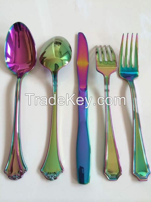 table knife, table fork, table spoon, teaspoon, cake fork