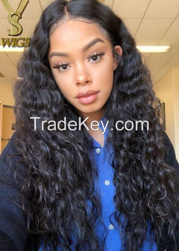 YSwigs 360 Lace Frontal Wig Curly Human Hair Brazilian Virgin Hair Baby Hair