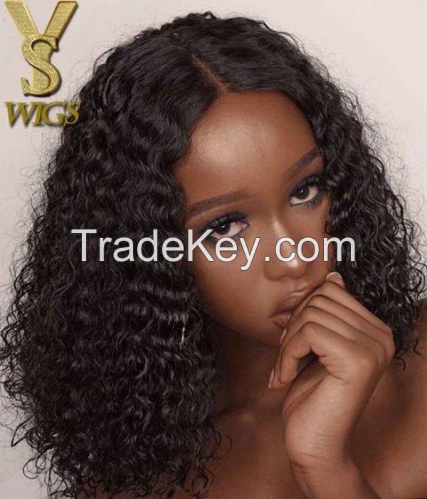 YSwigs Human Hair Wigs Brazilian Virgin Hair Lace Front Wig For Black Women