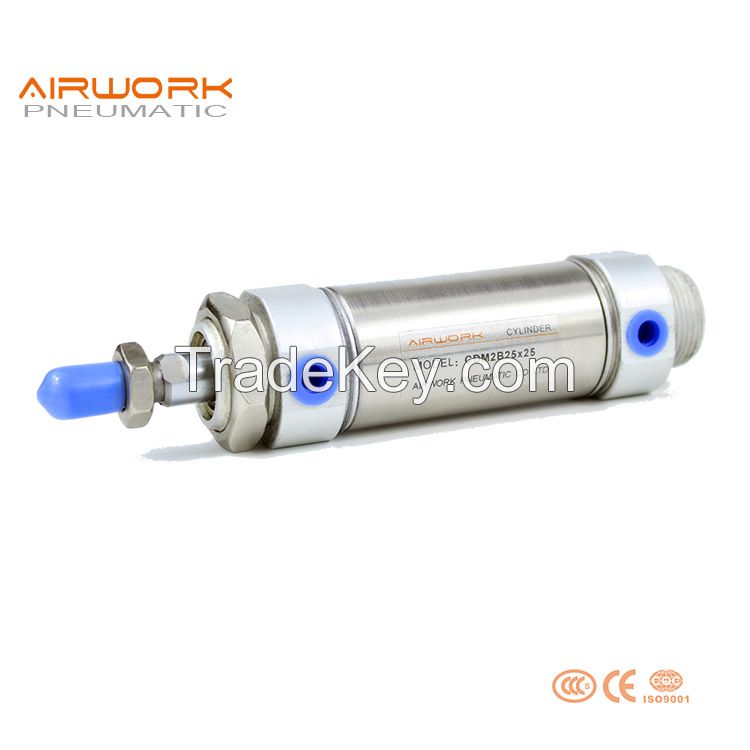 CM2 Pneumaric Stainless Steel Small Mini Air Cylinder Adjustable Stroke Round type