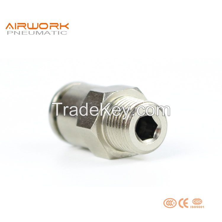 Pneumatic male straight one touch fitting Push In Quick Joint Connector brass material
