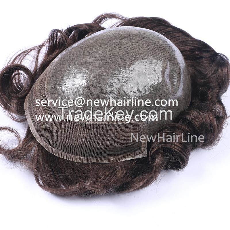 Thin PU with Lace Front Man Hair System