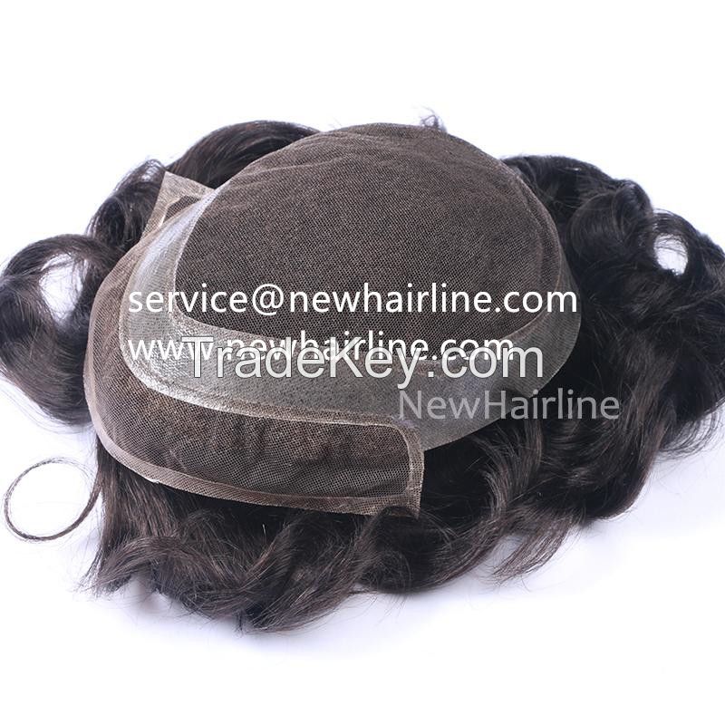 French Lace Front and Middle with PU around Hairpieces for Men