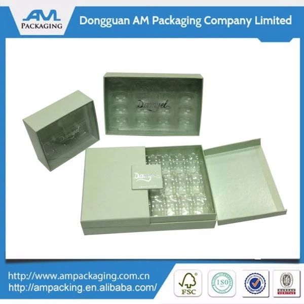 rigid paper packaging double door food grade macarons box with plastic