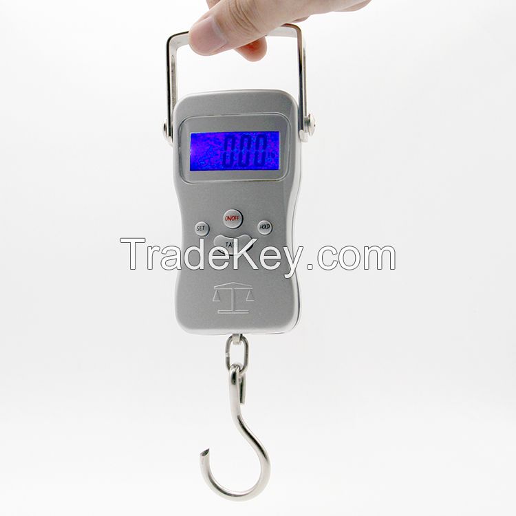50kg full metal digital lcd fishing scale with thermometer 