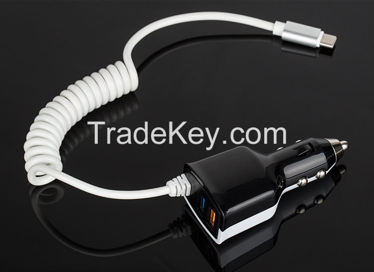 Type-C+ 2 port car charger,3 port car charger shenzhen in car charger,USB-C car charger